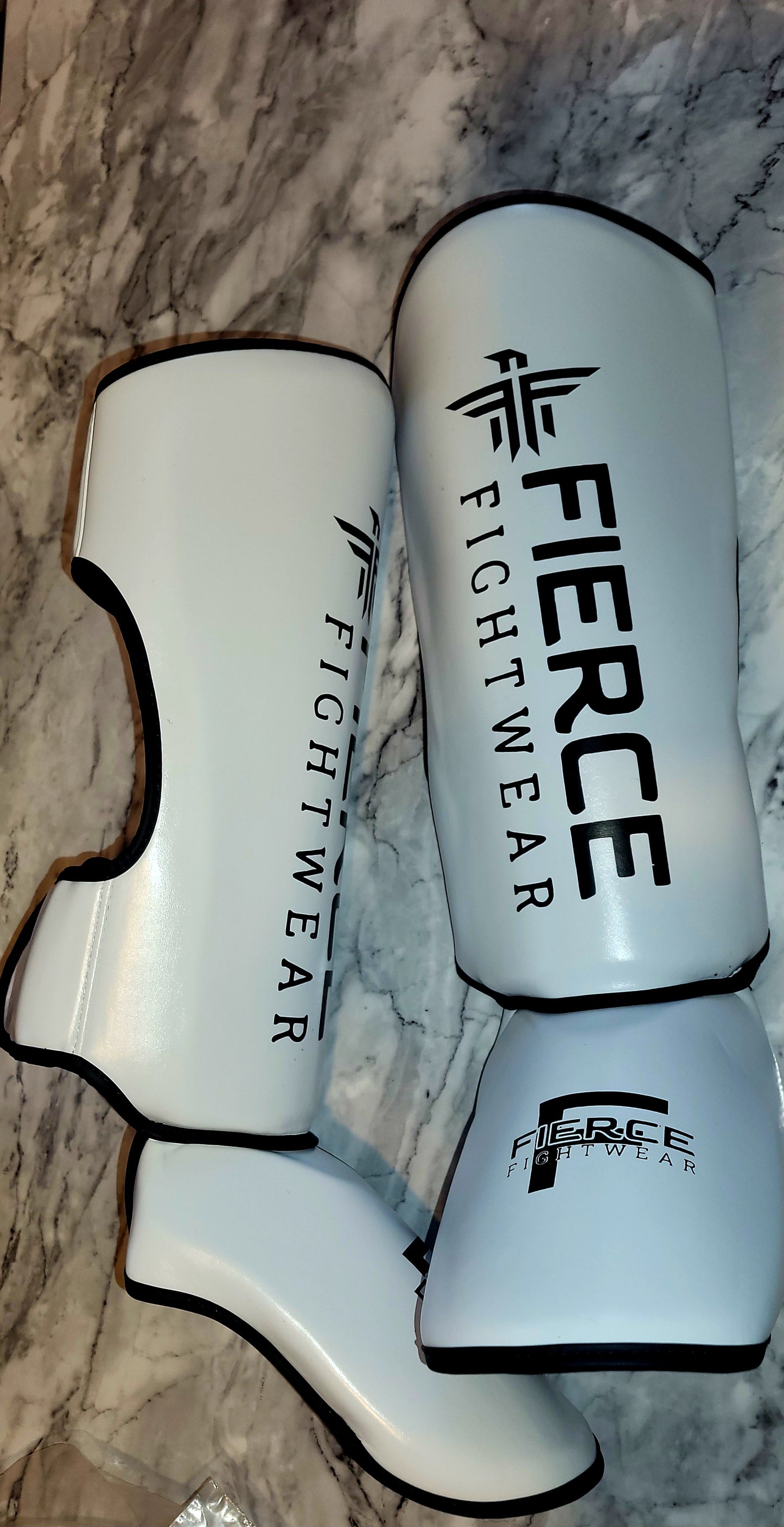 Fierce Fightwear White And Black SP10 Muay Thai Shin Guards
