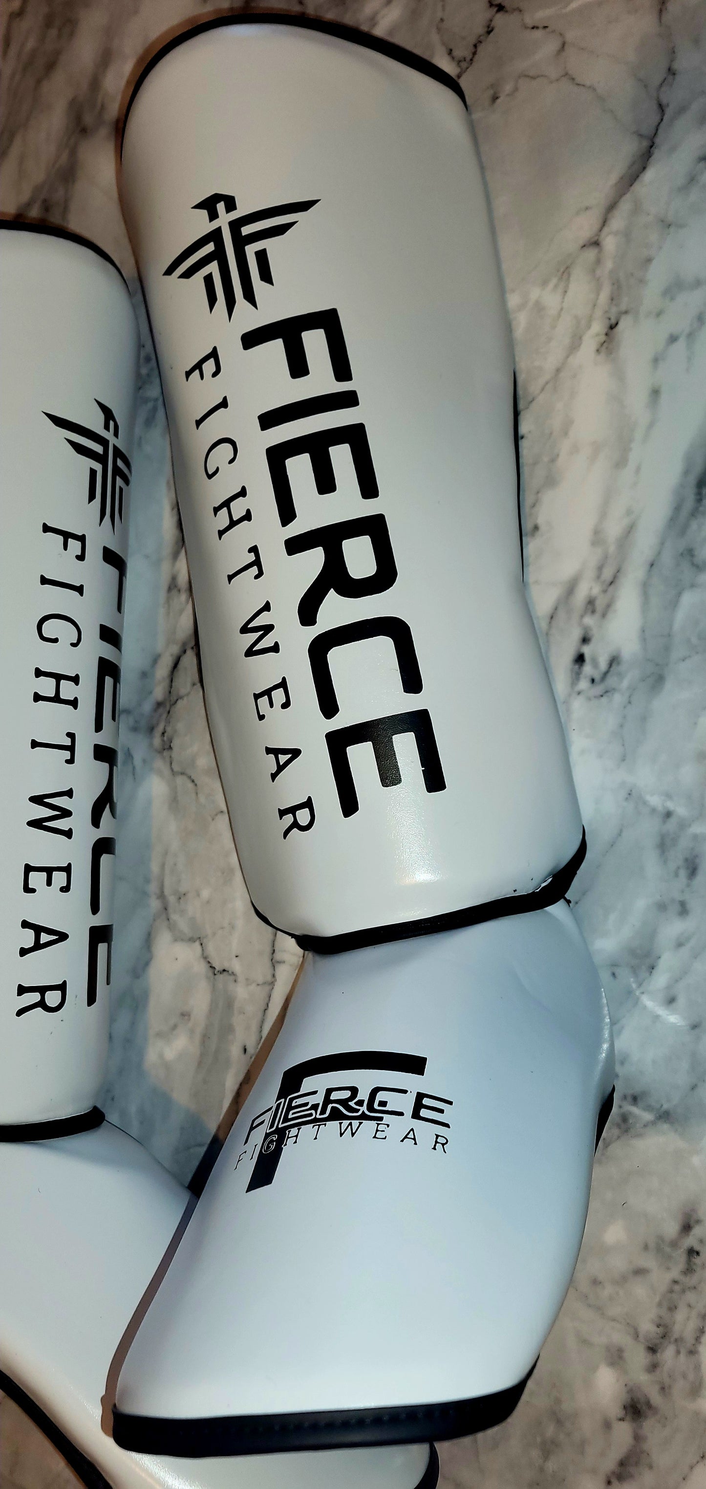 Fierce Fightwear White And Black SP10 Muay Thai Shin Guards