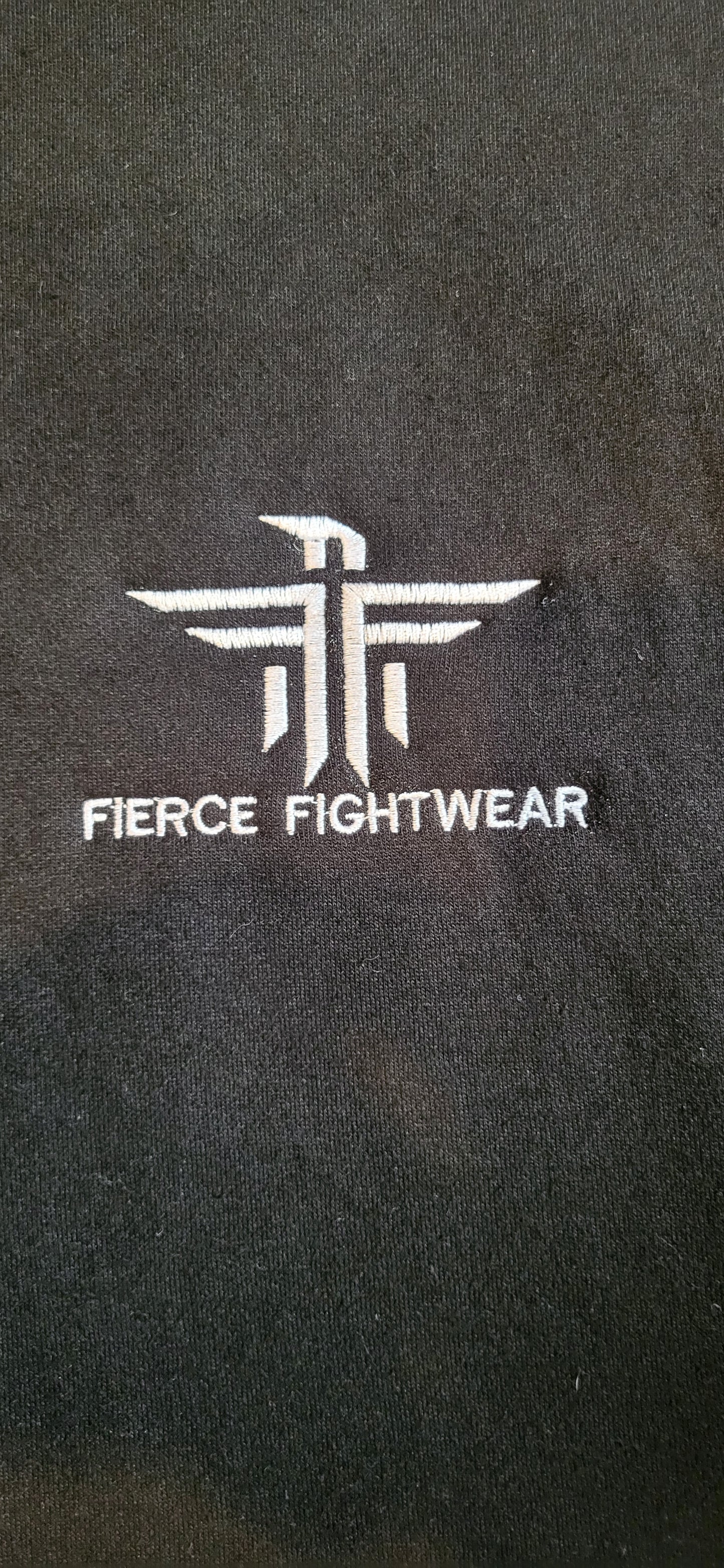 Black Hoodie White Embroidery Logo Adults