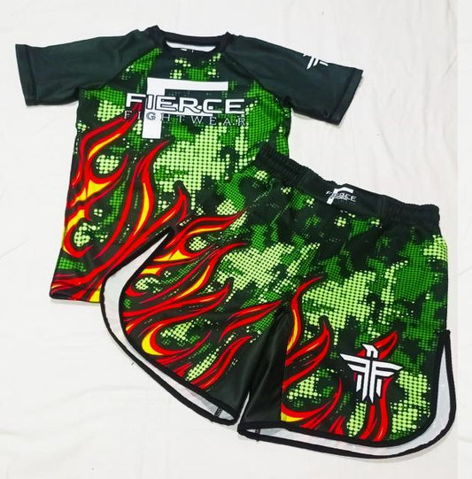 INFERNO CAMO BJJ No Gi Set - Rash Guard and Shorts - Adult
